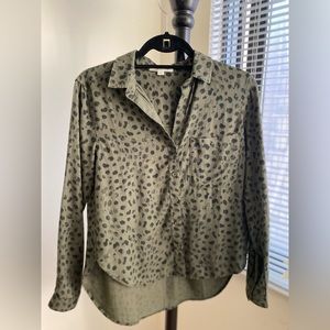 Army green leopard print blouse